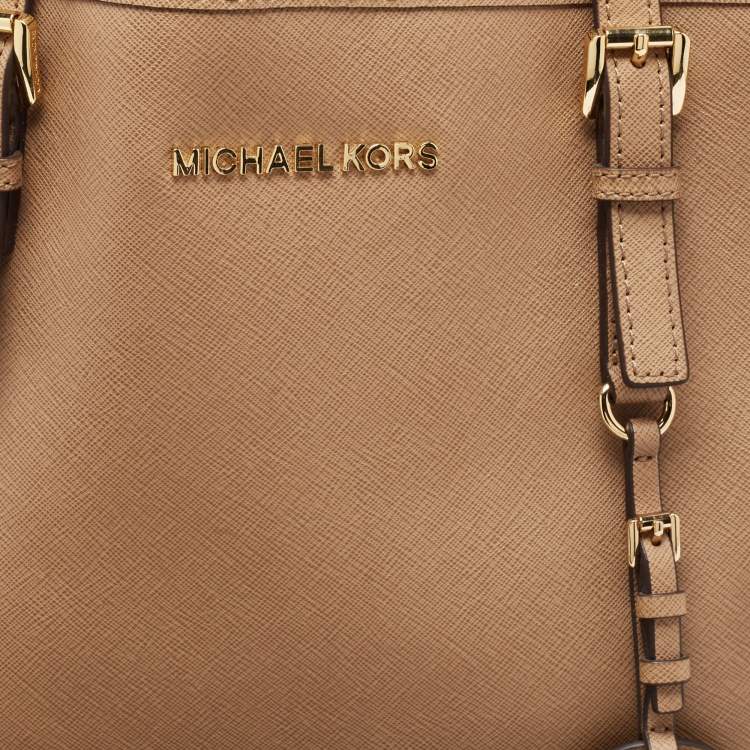 مملوكة مسبقًا Michael Kors Beige Saffiano Leather Large East West Jet Set Tote