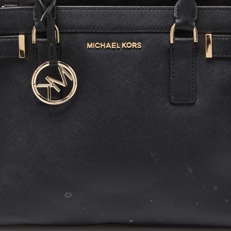 Pre Owned Michael Kors Black Leather Medium East West Dillon Tote