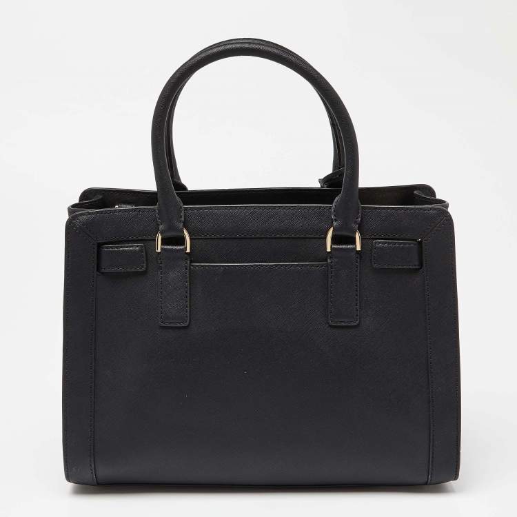 Pre Owned Michael Kors Black Leather Medium East West Dillon Tote