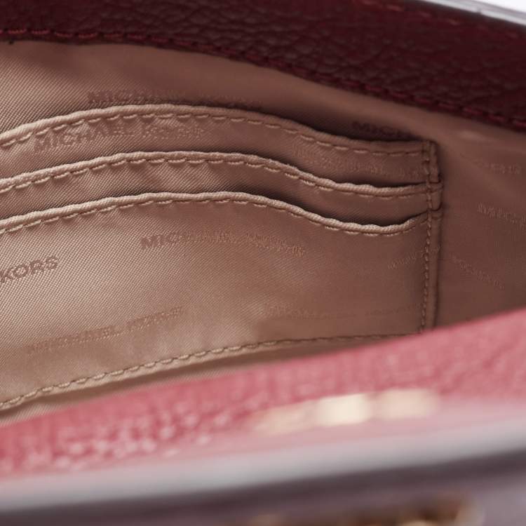 Pre Owned Michael Kors Burgundy Leather Mott Crossbody Bag
