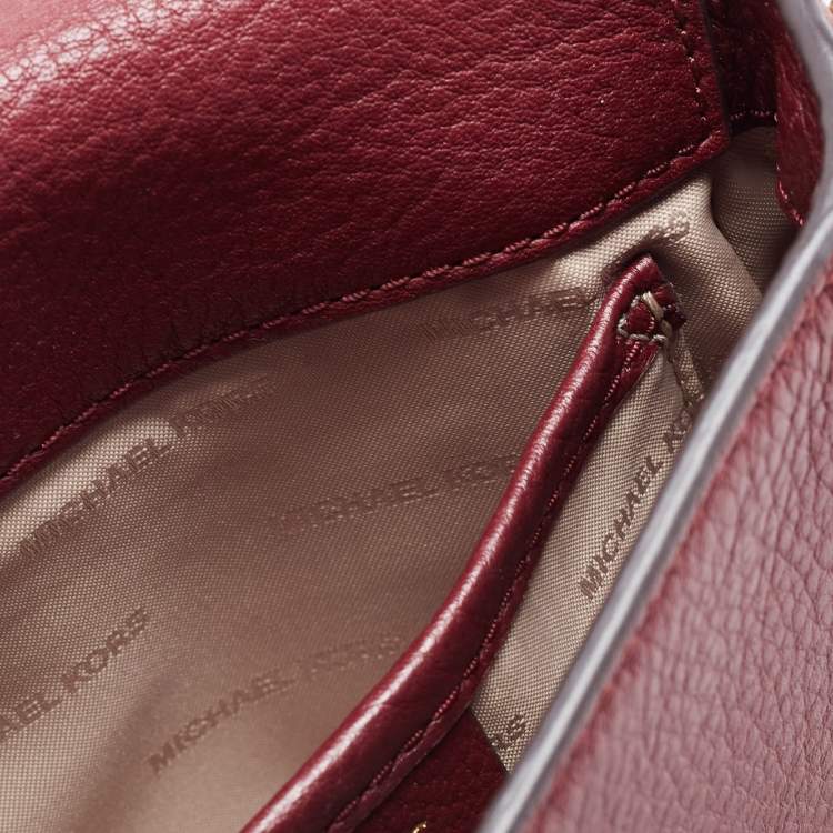 Pre Owned Michael Kors Burgundy Leather Mott Crossbody Bag