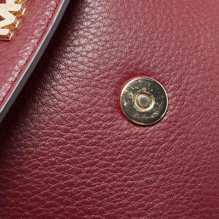 Pre Owned Michael Kors Burgundy Leather Mott Crossbody Bag