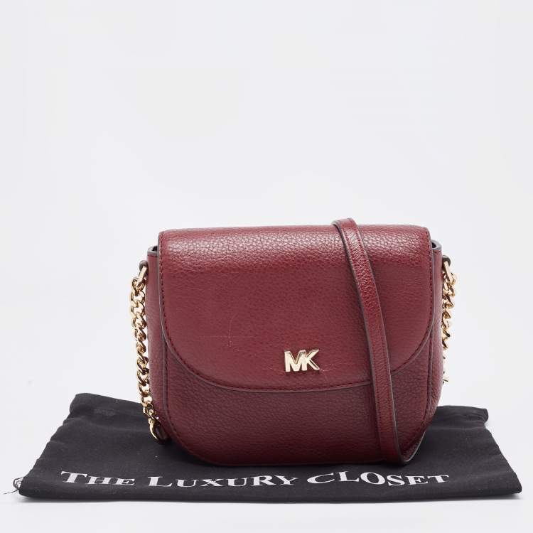 Pre Owned Michael Kors Burgundy Leather Mott Crossbody Bag