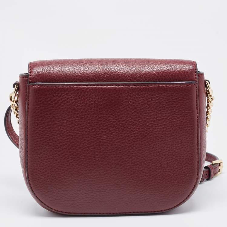 Pre Owned Michael Kors Burgundy Leather Mott Crossbody Bag
