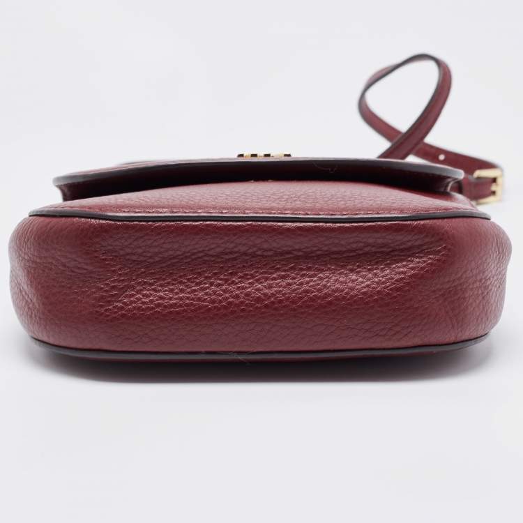 Pre Owned Michael Kors Burgundy Leather Mott Crossbody Bag