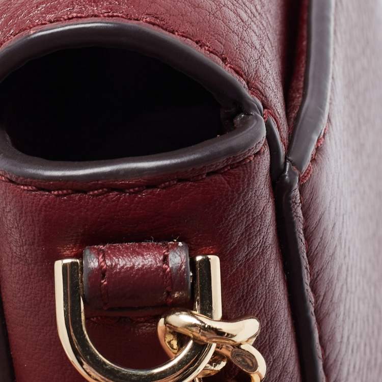 Pre Owned Michael Kors Burgundy Leather Mott Crossbody Bag