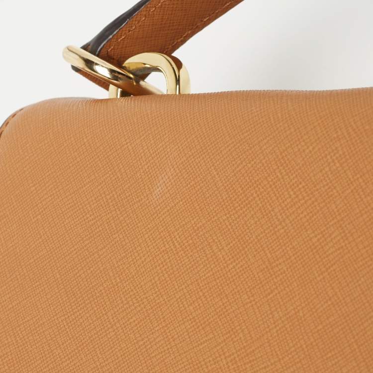 Pre Owned Michael Kors Brown Saffiano Leather Small Ava Top Handle Bag
