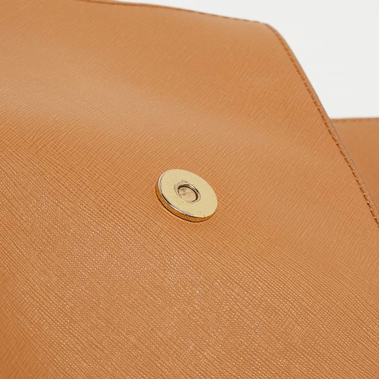Pre Owned Michael Kors Brown Saffiano Leather Small Ava Top Handle Bag