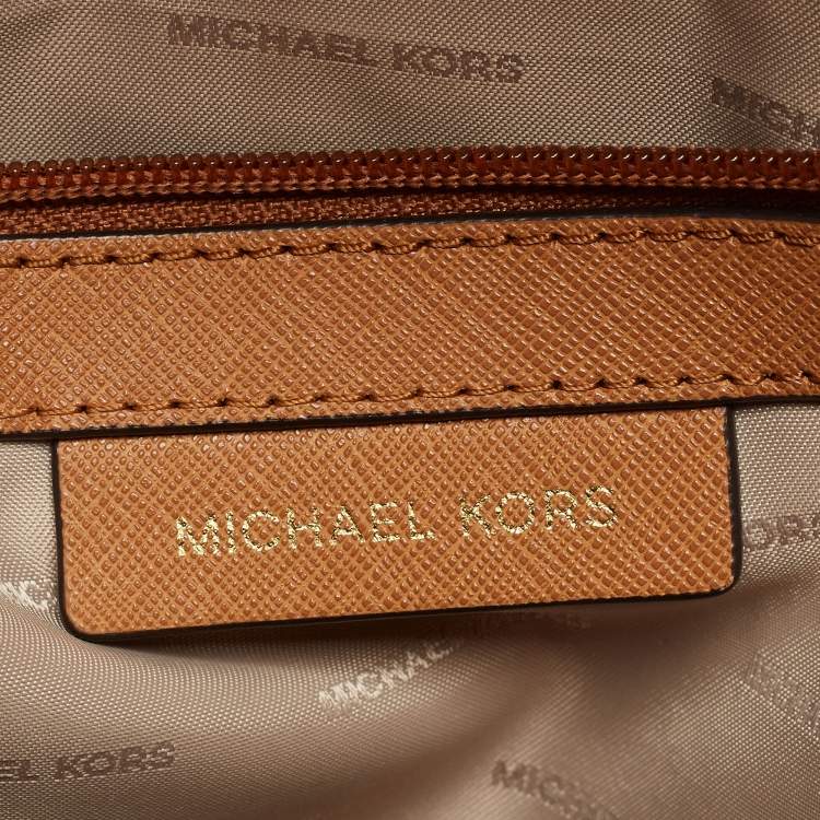 Pre Owned Michael Kors Brown Saffiano Leather Small Ava Top Handle Bag