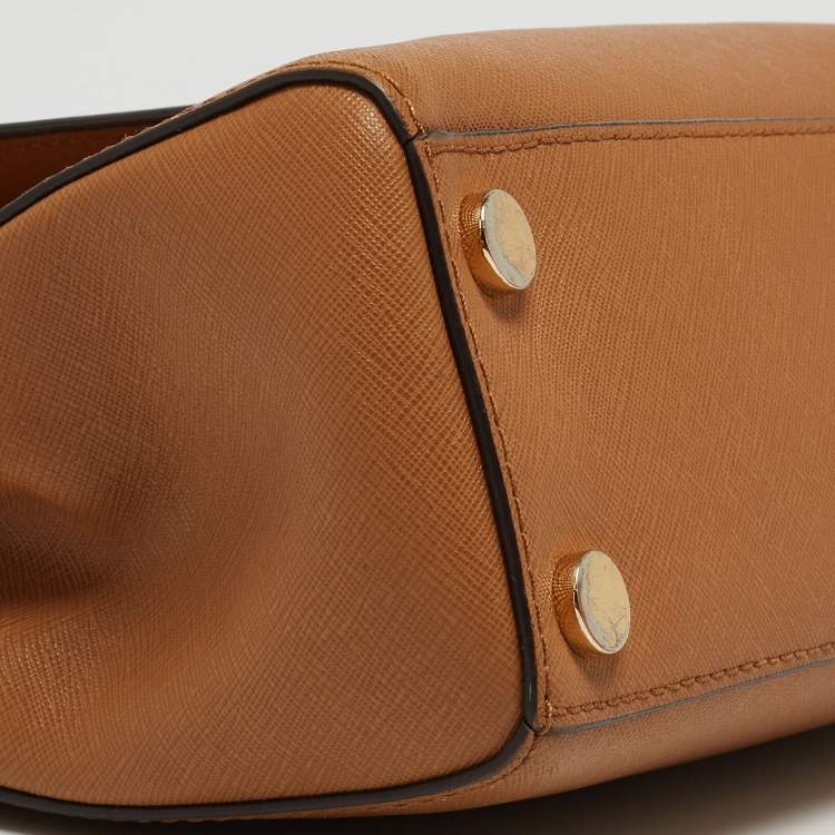 Pre Owned Michael Kors Brown Saffiano Leather Small Ava Top Handle Bag