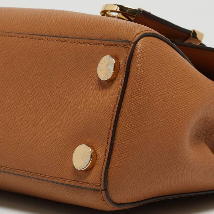 Pre Owned Michael Kors Brown Saffiano Leather Small Ava Top Handle Bag