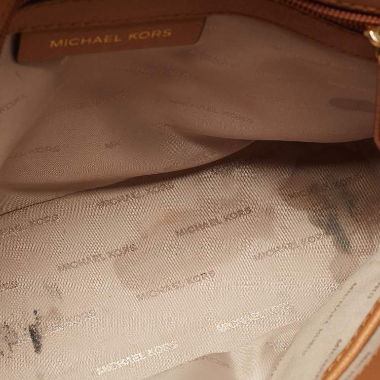 Pre Owned Michael Kors Brown Saffiano Leather Small Ava Top Handle Bag