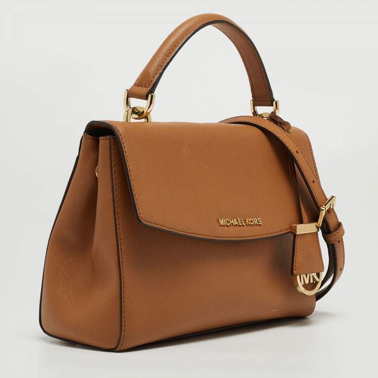 Pre Owned Michael Kors Brown Saffiano Leather Small Ava Top Handle Bag