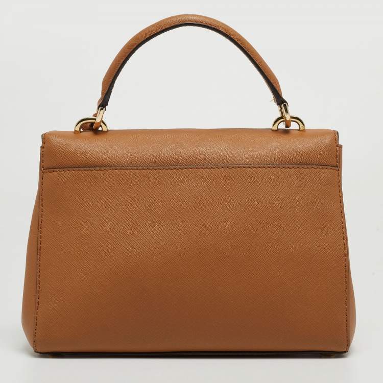 Pre Owned Michael Kors Brown Saffiano Leather Small Ava Top Handle Bag