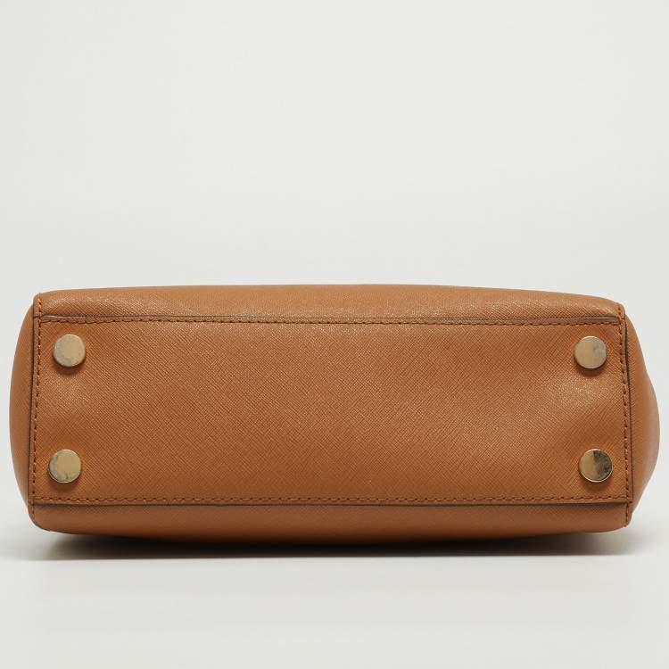 Pre Owned Michael Kors Brown Saffiano Leather Small Ava Top Handle Bag
