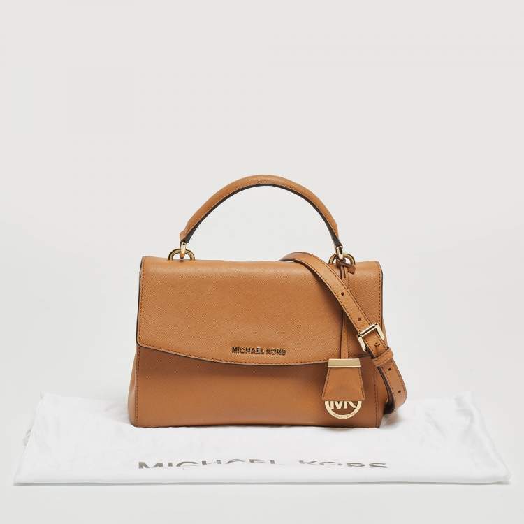 Pre Owned Michael Kors Brown Saffiano Leather Small Ava Top Handle Bag