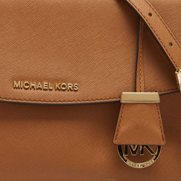 Pre Owned Michael Kors Brown Saffiano Leather Small Ava Top Handle Bag