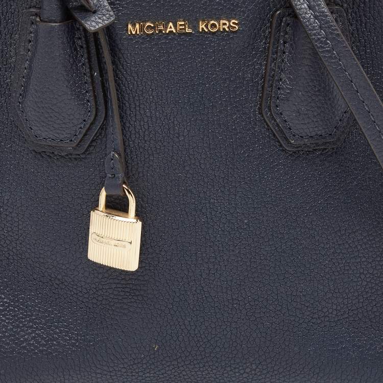 Pre Owned Michael Kors Blue Leather Small Mercer Tote