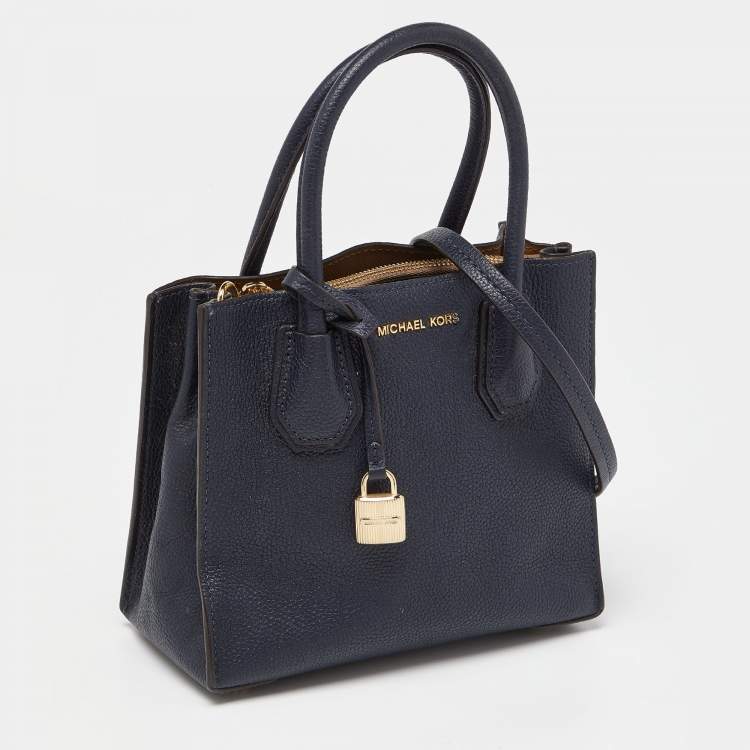 Pre Owned Michael Kors Blue Leather Small Mercer Tote