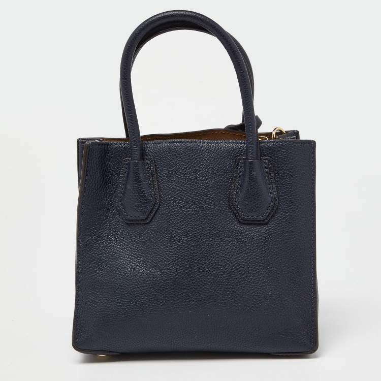 Pre Owned Michael Kors Blue Leather Small Mercer Tote