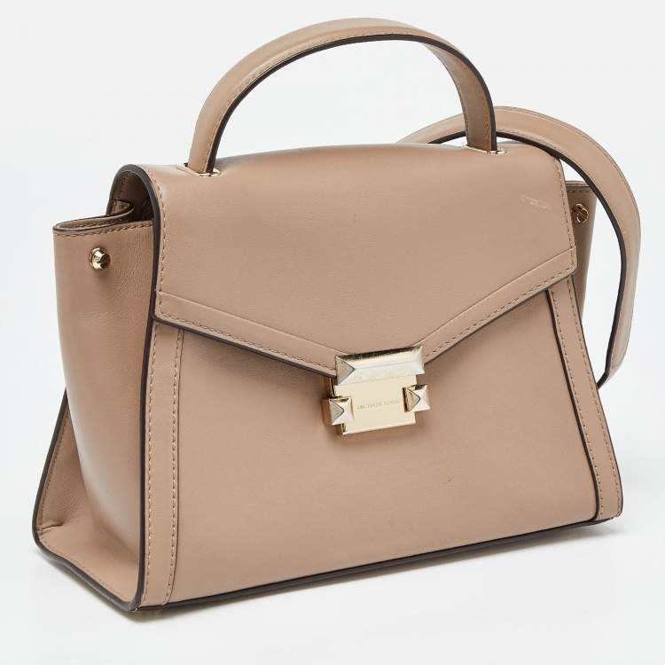 Pre Owned Michael Kors Beige Leather Whitney Top Handle Bag
