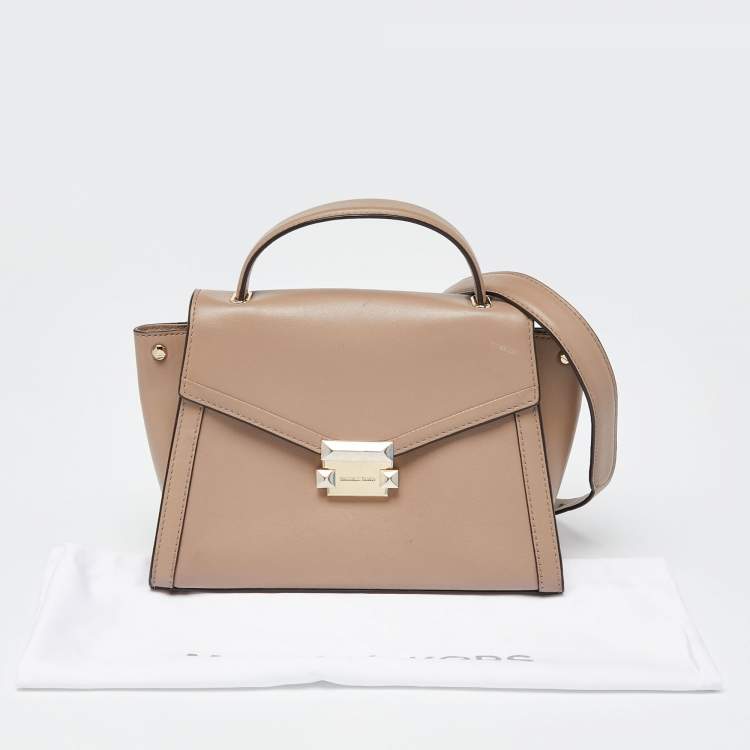 Pre Owned Michael Kors Beige Leather Whitney Top Handle Bag