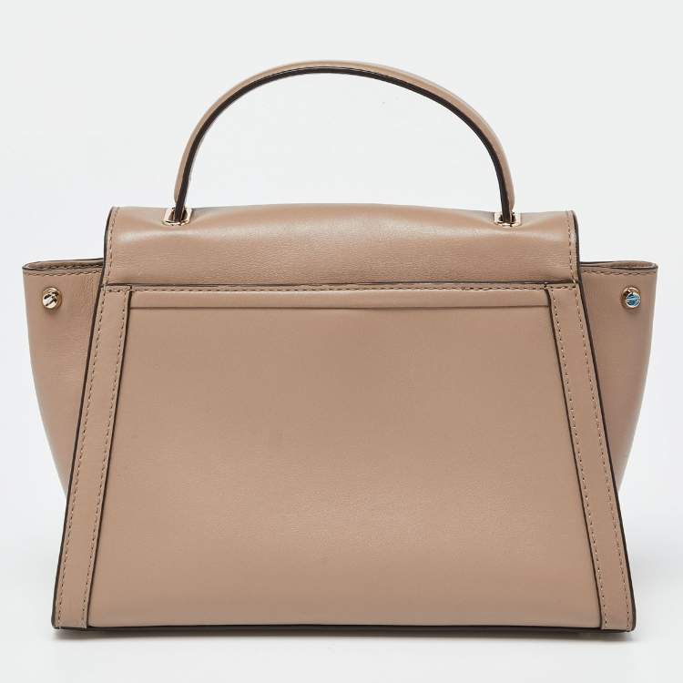 Pre Owned Michael Kors Beige Leather Whitney Top Handle Bag