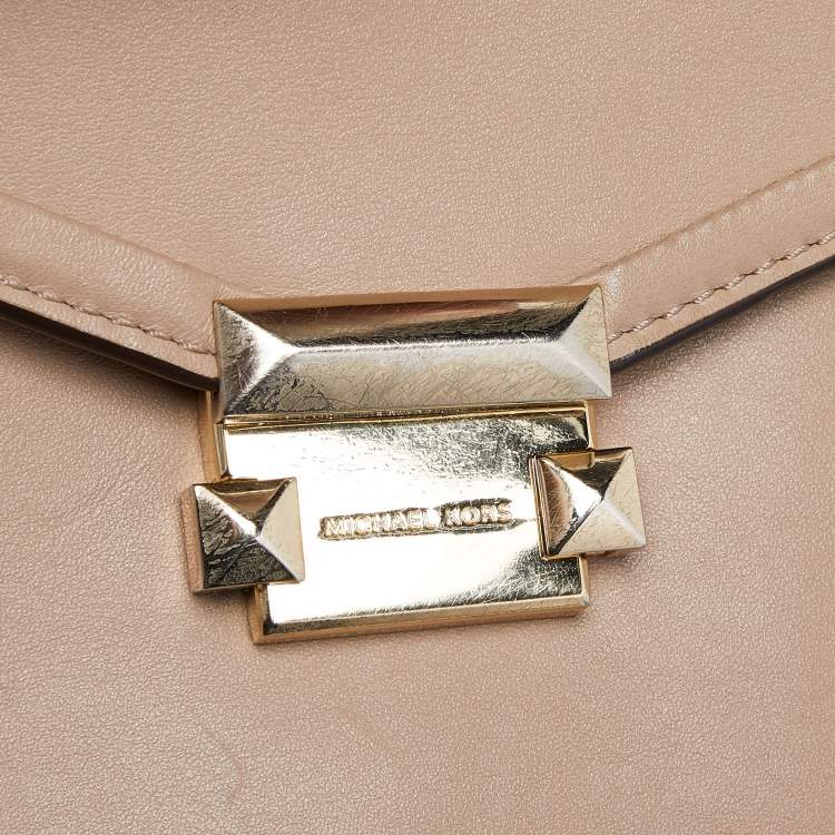 Pre Owned Michael Kors Beige Leather Whitney Top Handle Bag