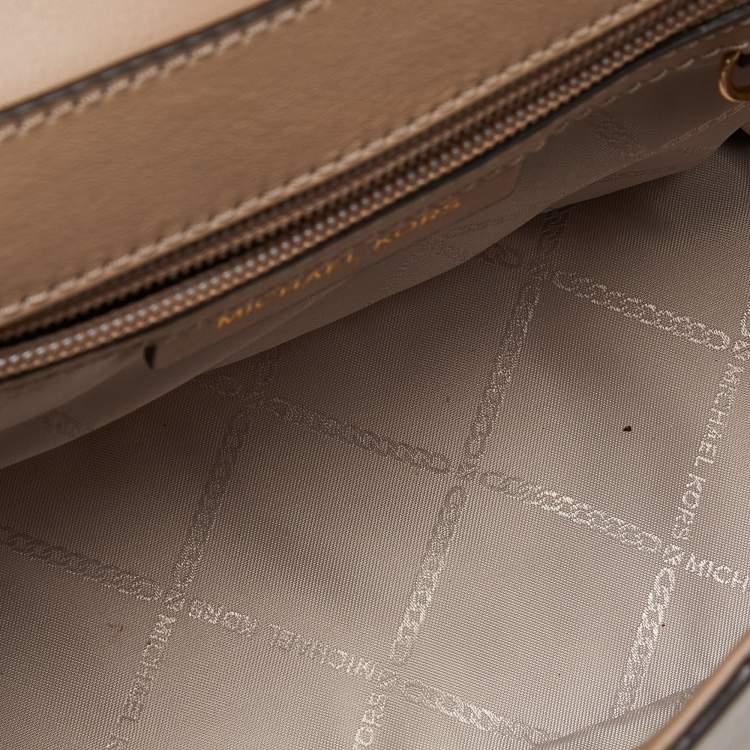 Pre Owned Michael Kors Beige Leather Whitney Top Handle Bag