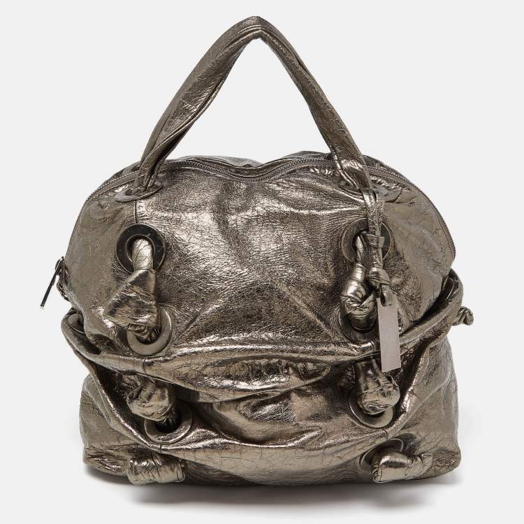 Pre Owned Michael Kors Metallic Gathered Leather Zuma Bag