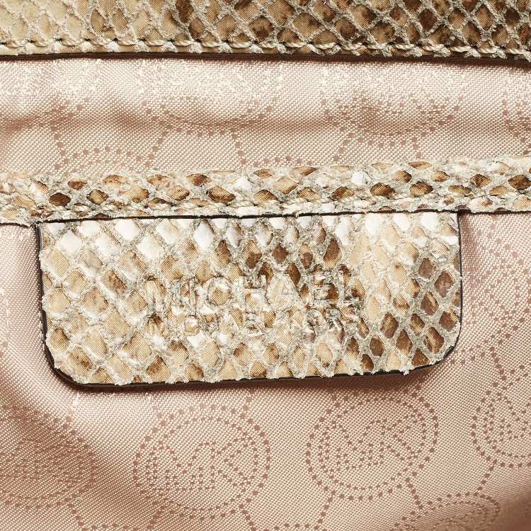 Pre Owned Michael Kors Grey Python Effect Leather Satchel