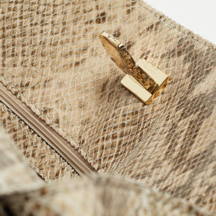 Pre Owned Michael Kors Grey Python Effect Leather Satchel