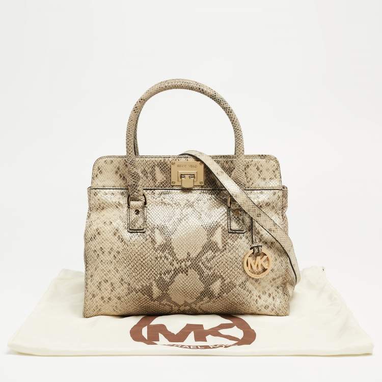Pre Owned Michael Kors Grey Python Effect Leather Satchel