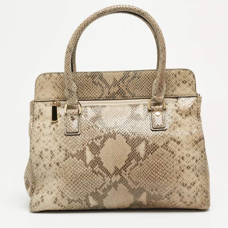 Pre Owned Michael Kors Grey Python Effect Leather Satchel
