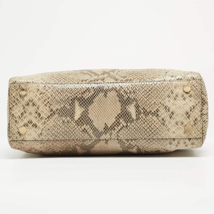 Pre Owned Michael Kors Grey Python Effect Leather Satchel