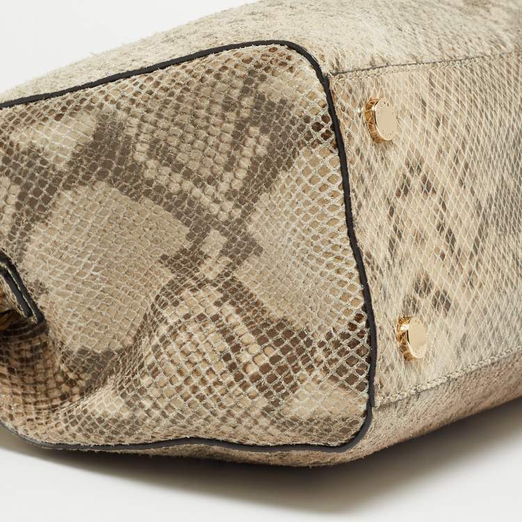 Pre Owned Michael Kors Grey Python Effect Leather Satchel