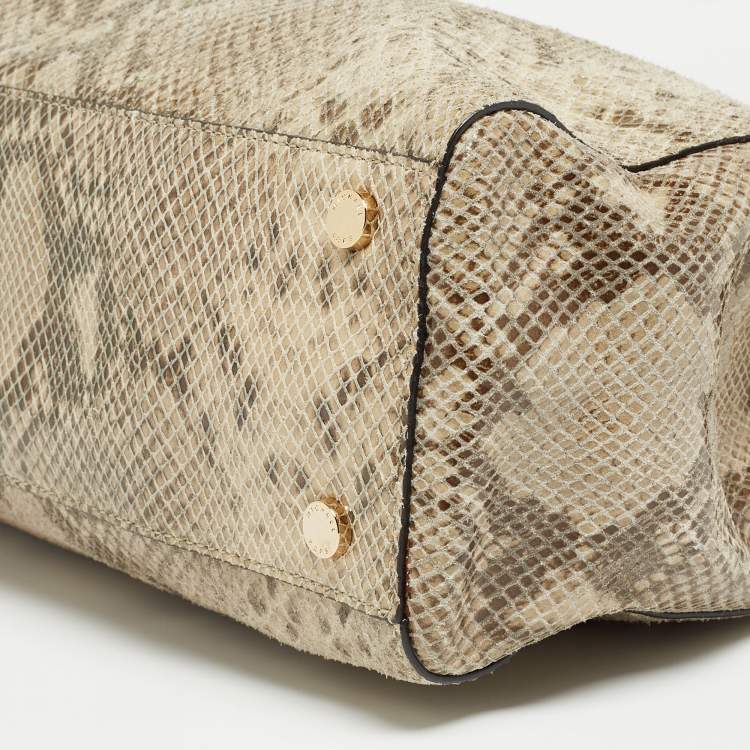 Pre Owned Michael Kors Grey Python Effect Leather Satchel