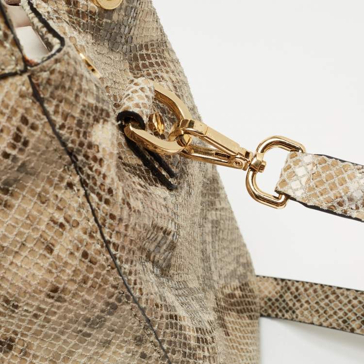 Pre Owned Michael Kors Grey Python Effect Leather Satchel