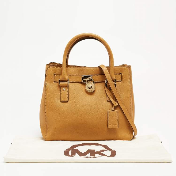 Pre Owned Michael Kors Brown Leather Hamilton North South Tote