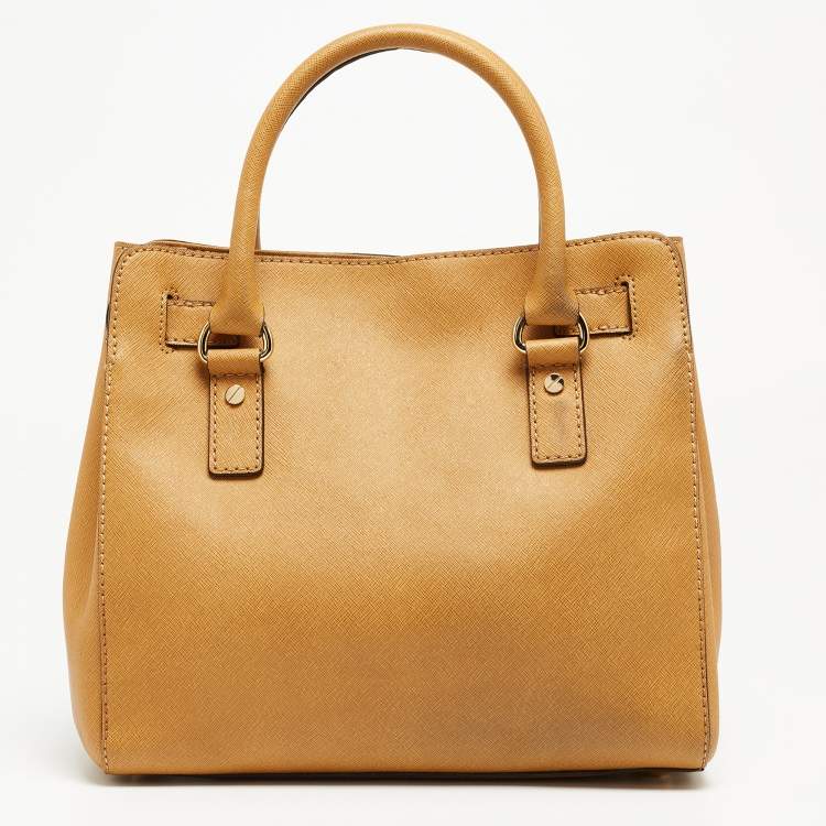 Pre Owned Michael Kors Brown Leather Hamilton North South Tote