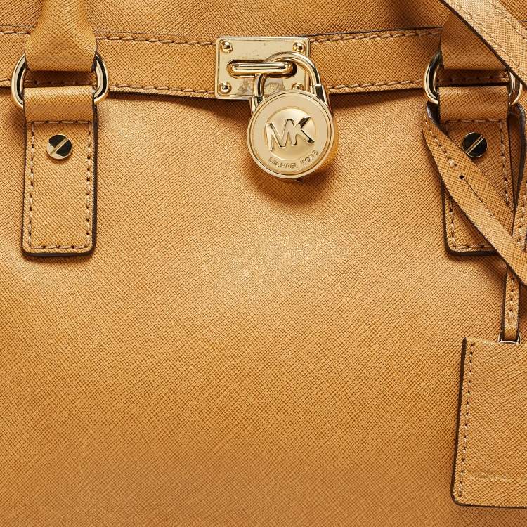 Pre Owned Michael Kors Brown Leather Hamilton North South Tote