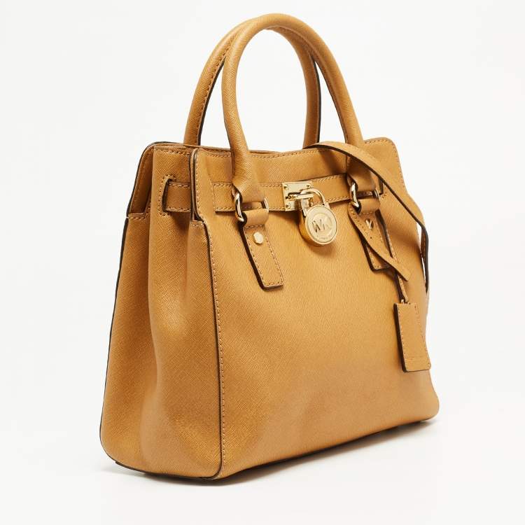 Pre Owned Michael Kors Brown Leather Hamilton North South Tote