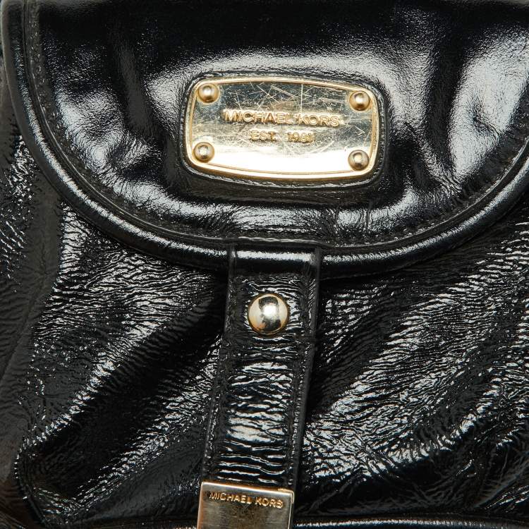 Pre Owned Michael Kors Black Patent Leather Fulton Hobo