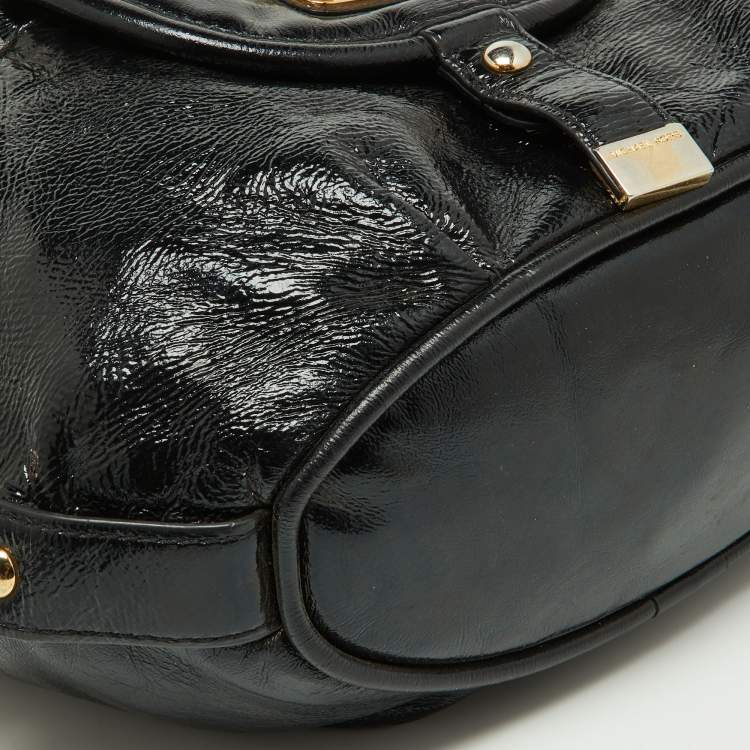 Pre Owned Michael Kors Black Patent Leather Fulton Hobo