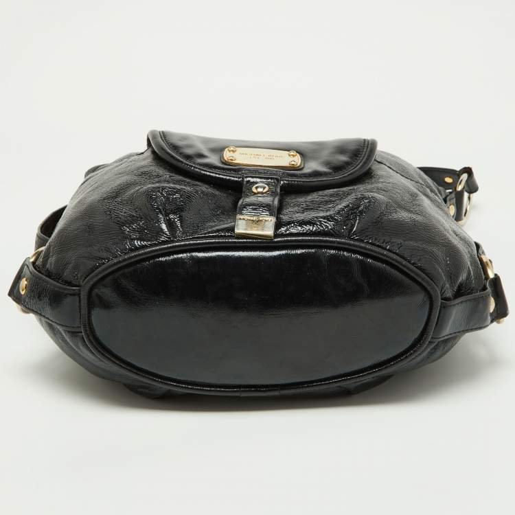 Pre Owned Michael Kors Black Patent Leather Fulton Hobo
