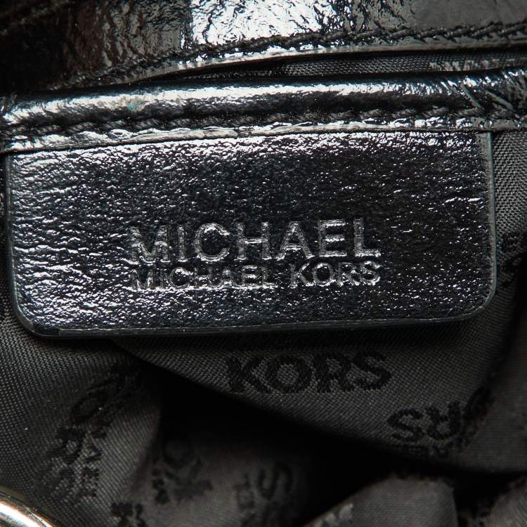 Pre Owned Michael Kors Black Patent Leather Fulton Hobo