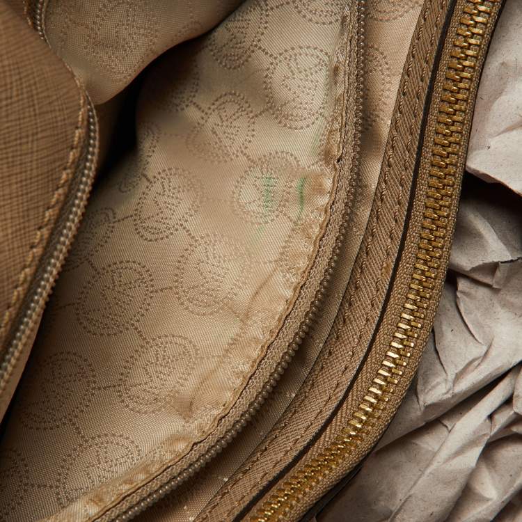 Pre Owned Michael Kors Beige Leather Hamilton East West Tote