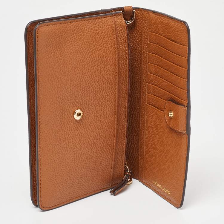 Pre Owned Michael Kors Tan Leather Jet Set Crossbody Bag