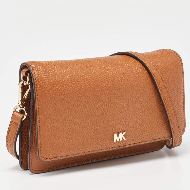 Pre Owned Michael Kors Tan Leather Jet Set Crossbody Bag