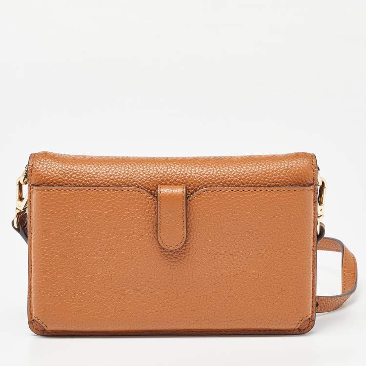 Pre Owned Michael Kors Tan Leather Jet Set Crossbody Bag